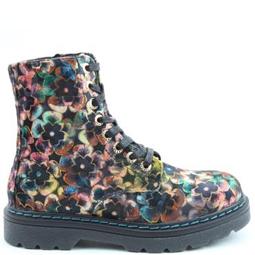 HEAVENLY FEET WOMENS ZIP LACE ANKLE BOOT - AUTUMN GOLD VELOUR
